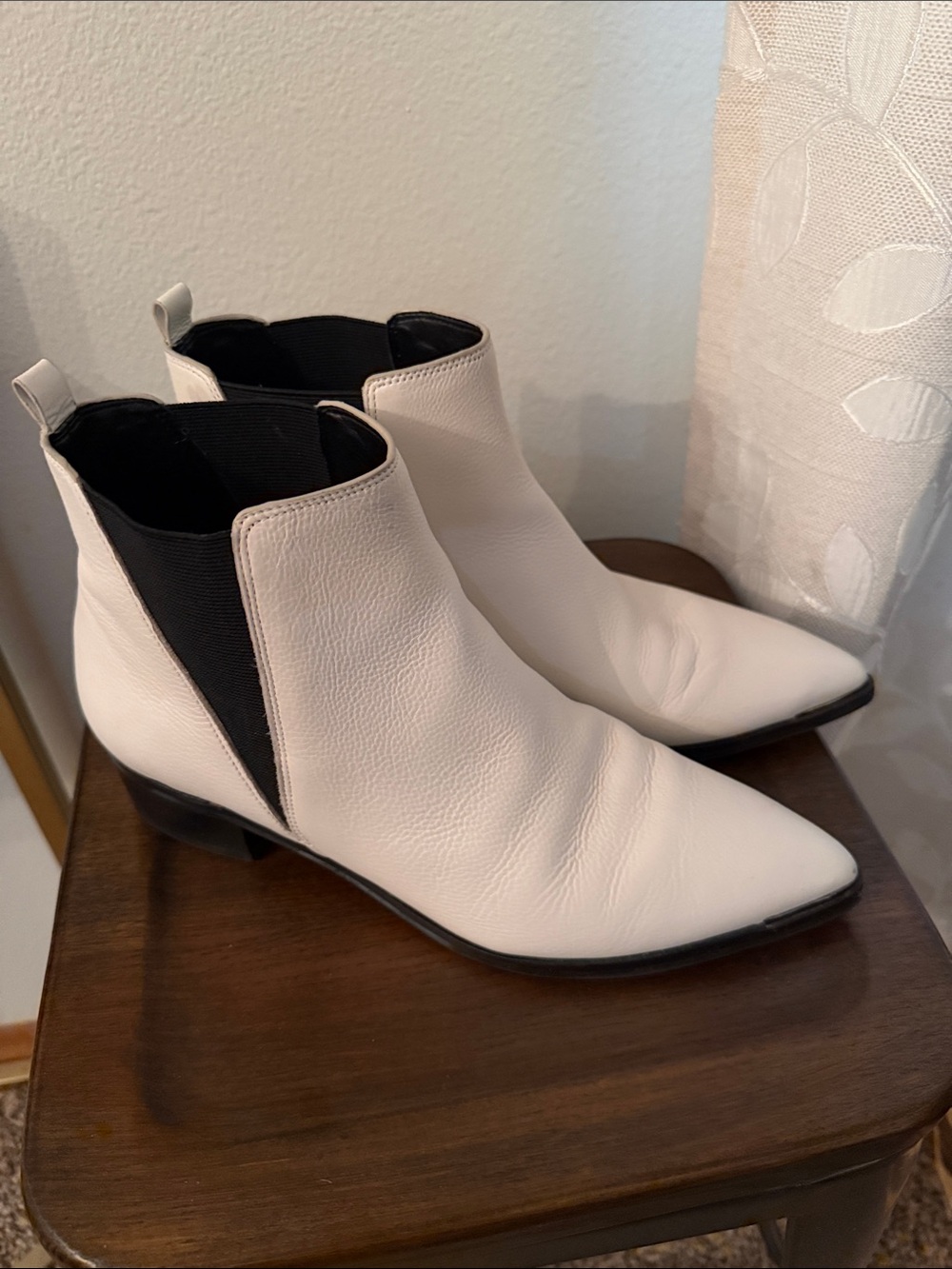 Marc Fisher White Chelsea Pointed Ankle Booties